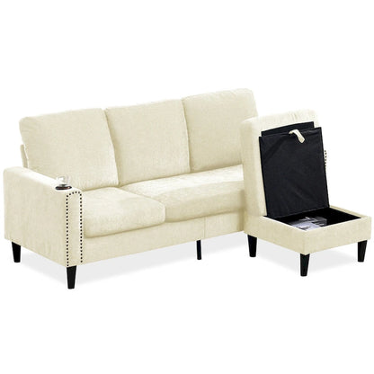 Canapé d'angle 3 places en chenille au design moderne