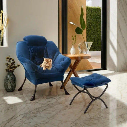 Fauteuil relax moderne en coton épais rembourré avec repose-pieds pliable