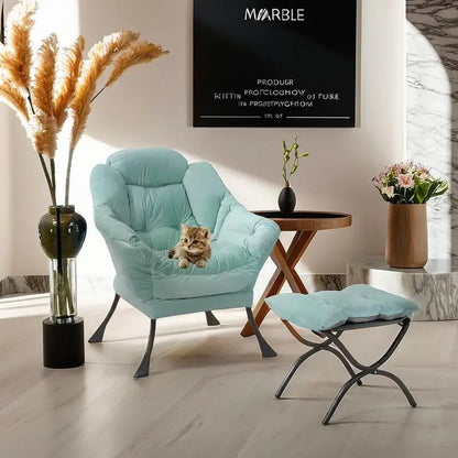 Fauteuil relax moderne en coton épais rembourré avec repose-pieds pliable