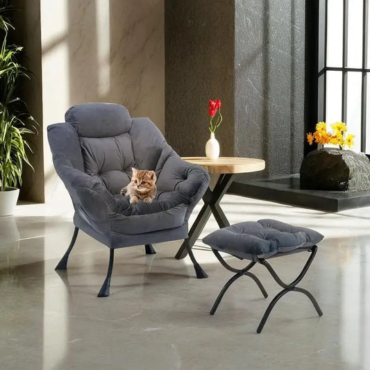 Fauteuil relax moderne en coton épais rembourré avec repose-pieds pliable