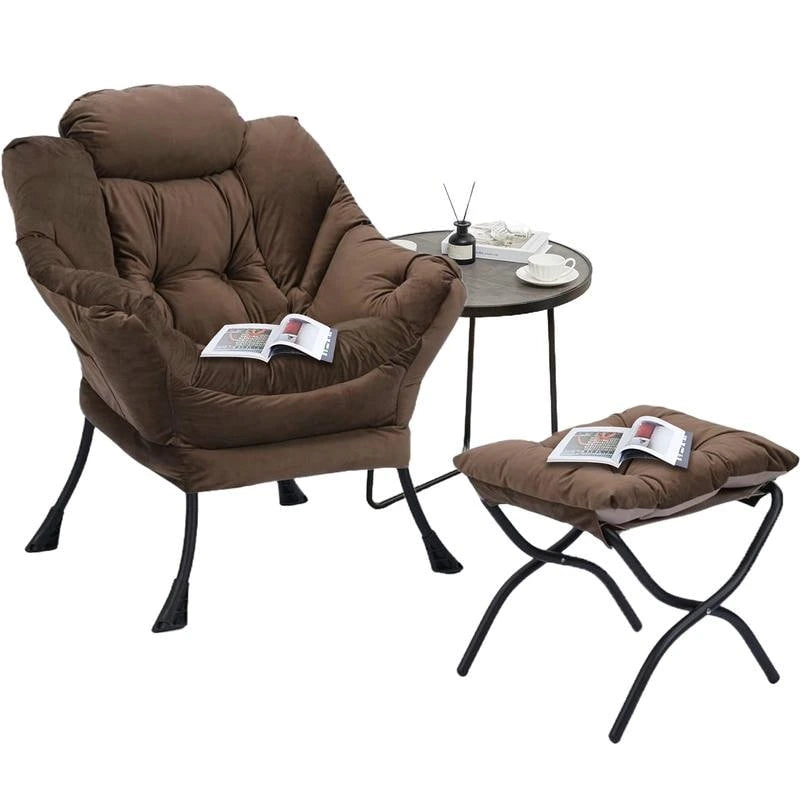 Fauteuil relax moderne en coton épais rembourré avec repose-pieds pliable