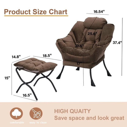 Fauteuil relax moderne en coton épais rembourré avec repose-pieds pliable