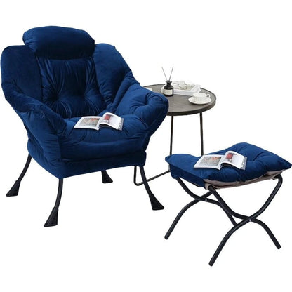 Fauteuil relax moderne en coton épais rembourré avec repose-pieds pliable