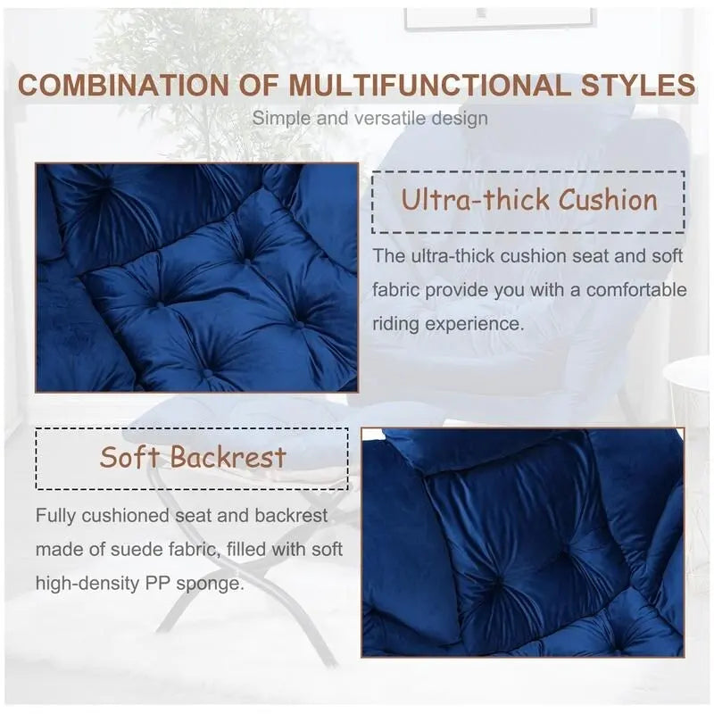 Fauteuil relax moderne en coton épais rembourré avec repose-pieds pliable