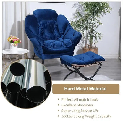 Fauteuil relax moderne en coton épais rembourré avec repose-pieds pliable
