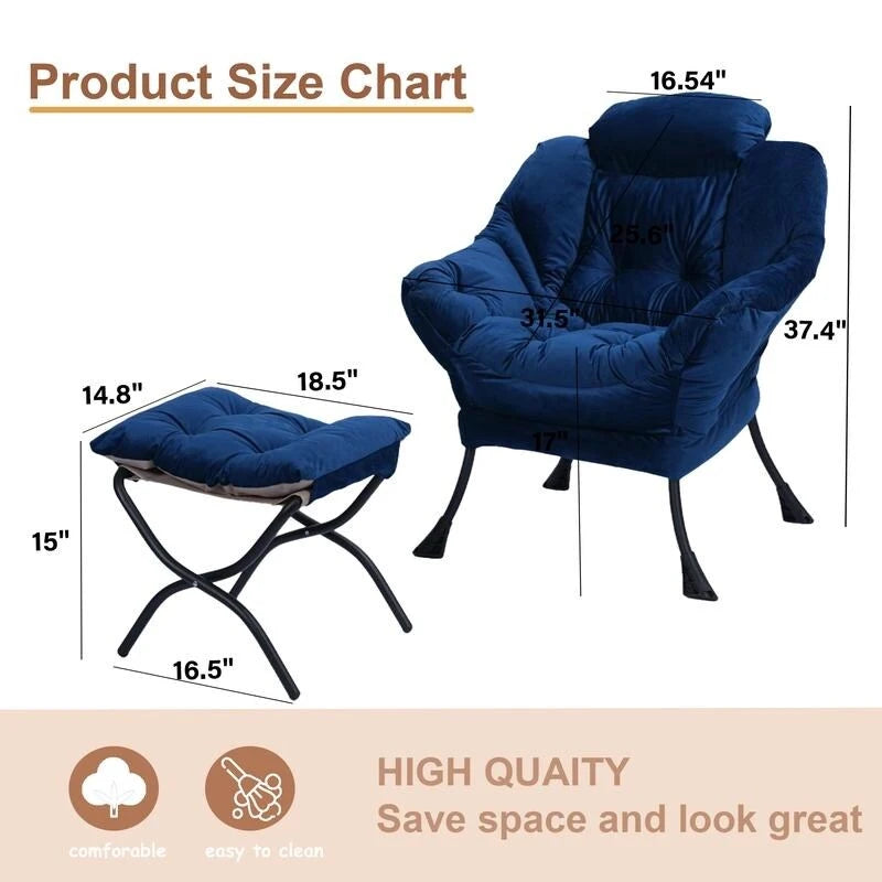 Fauteuil relax moderne en coton épais rembourré avec repose-pieds pliable