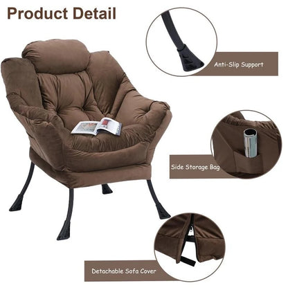 Fauteuil relax moderne en coton épais rembourré avec repose-pieds pliable