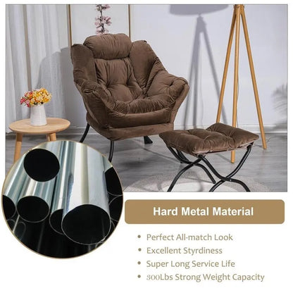 Fauteuil relax moderne en coton épais rembourré avec repose-pieds pliable