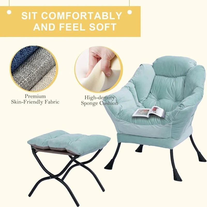 Fauteuil relax moderne en coton épais rembourré avec repose-pieds pliable