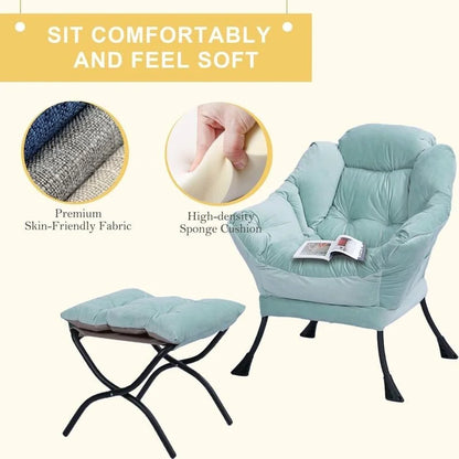 Fauteuil relax moderne en coton épais rembourré avec repose-pieds pliable