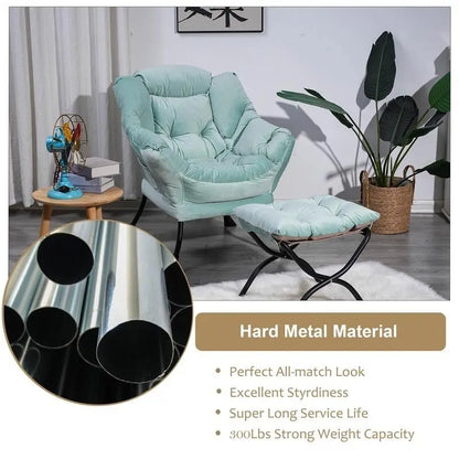 Fauteuil relax moderne en coton épais rembourré avec repose-pieds pliable