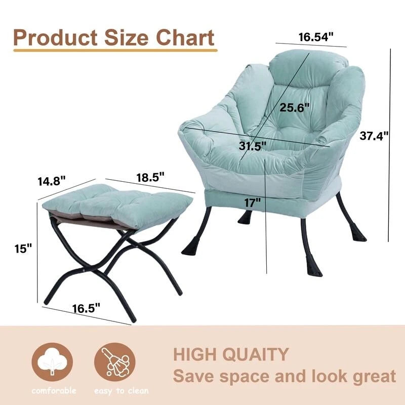 Fauteuil relax moderne en coton épais rembourré avec repose-pieds pliable