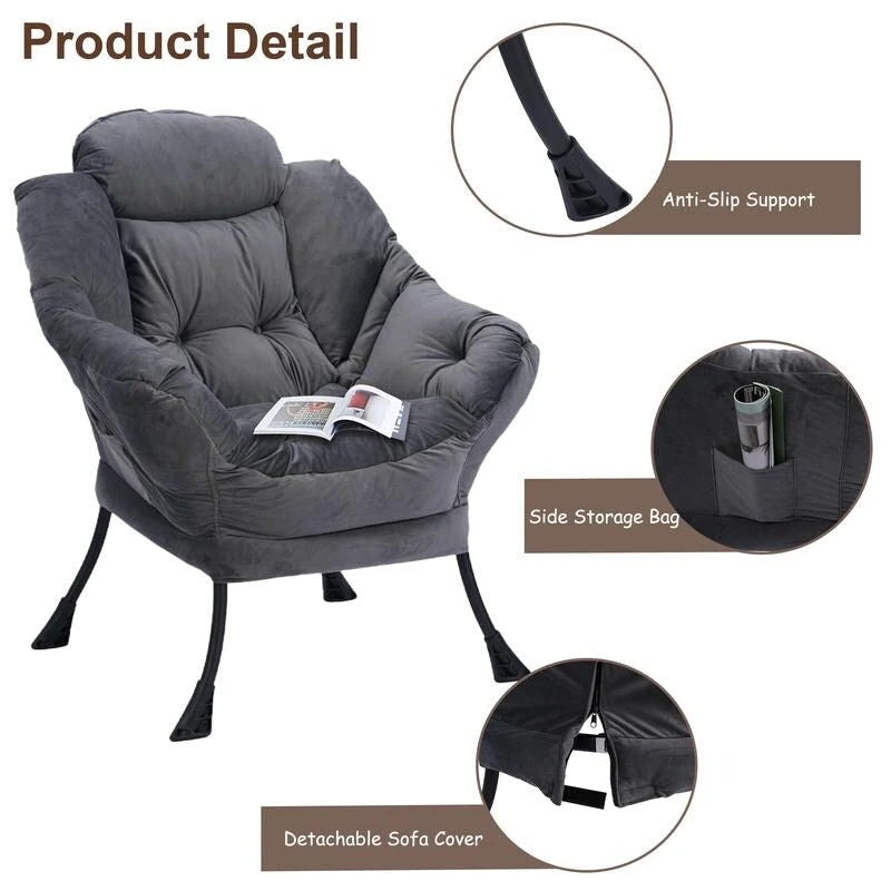 Fauteuil relax moderne en coton épais rembourré avec repose-pieds pliable