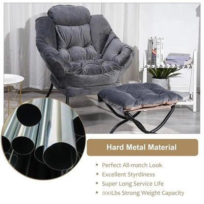 Fauteuil relax moderne en coton épais rembourré avec repose-pieds pliable