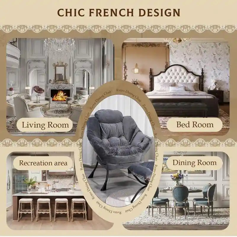Fauteuil relax moderne en coton épais rembourré avec repose-pieds pliable