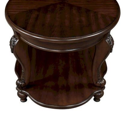 Table d'appoint ronde rétro 22 pouces, table de chevet en bois massif avec étagère, table d'angle pour salon, montage facile