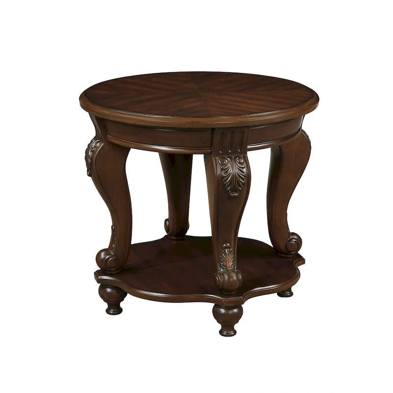 Table d'appoint ronde rétro 22 pouces, table de chevet en bois massif avec étagère, table d'angle pour salon, montage facile