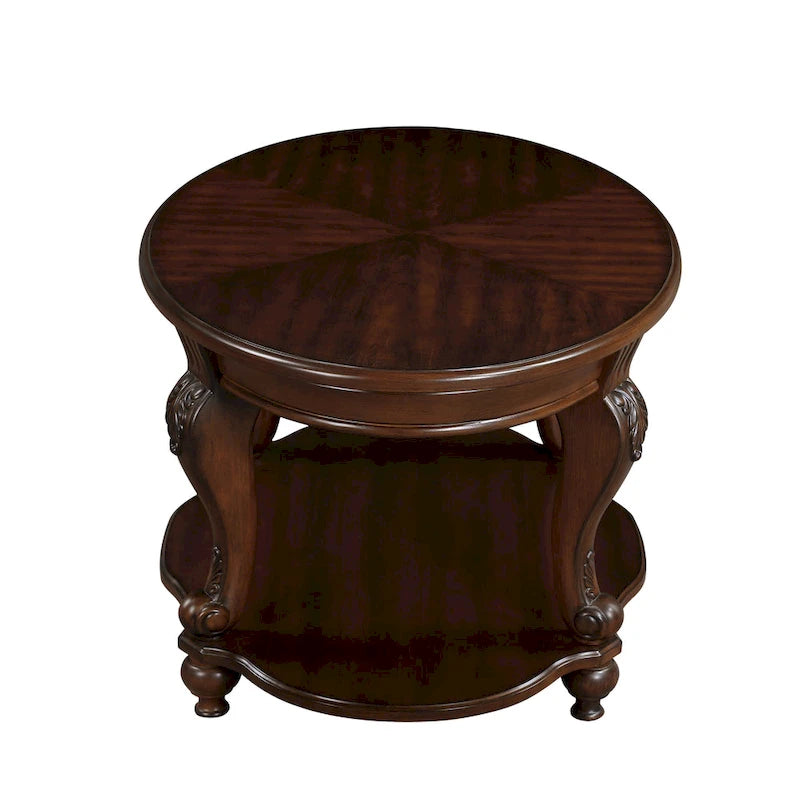 Table d'appoint ronde rétro 22 pouces, table de chevet en bois massif avec étagère, table d'angle pour salon, montage facile