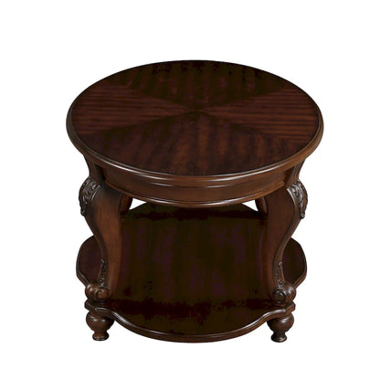Table d'appoint ronde rétro 22 pouces, table de chevet en bois massif avec étagère, table d'angle pour salon, montage facile