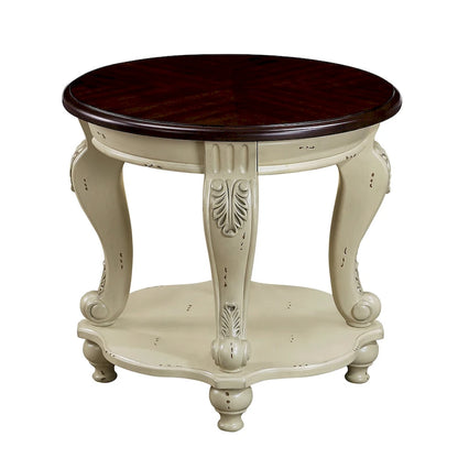 Table d'appoint ronde rétro 22 pouces, table de chevet en bois massif avec étagère, table d'angle pour salon, montage facile