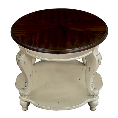 Table d'appoint ronde rétro 22 pouces, table de chevet en bois massif avec étagère, table d'angle pour salon, montage facile
