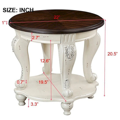 Table d'appoint ronde rétro 22 pouces, table de chevet en bois massif avec étagère, table d'angle pour salon, montage facile