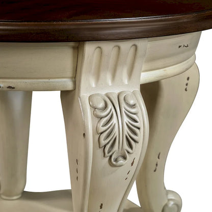 Table d'appoint ronde rétro 22 pouces, table de chevet en bois massif avec étagère, table d'angle pour salon, montage facile
