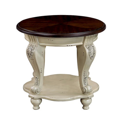 Table d'appoint ronde rétro 22 pouces, table de chevet en bois massif avec étagère, table d'angle pour salon, montage facile