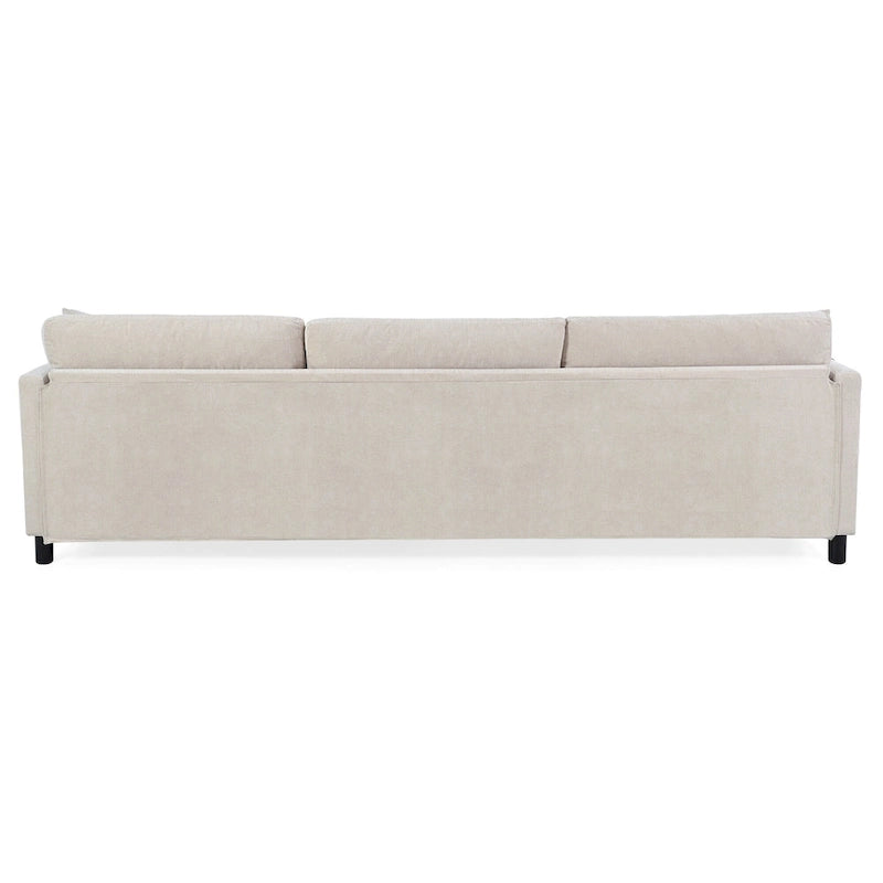 Canapé d'angle spacieux 4 places beige 107,87 cm avec pouf amovible, coussins déhoussables et rangement pratique dans les accoudoirs