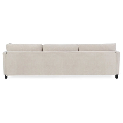 Canapé d'angle spacieux 4 places beige 107,87 cm avec pouf amovible, coussins déhoussables et rangement pratique dans les accoudoirs