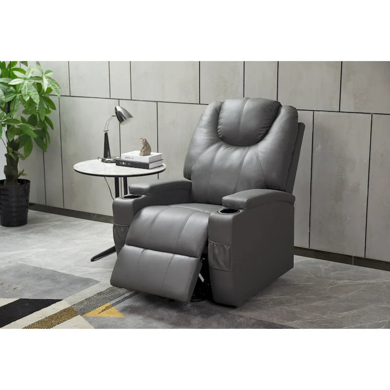 Fauteuil inclinable moderne, canapé inclinable en similicuir avec porte-gobelets et télécommande
