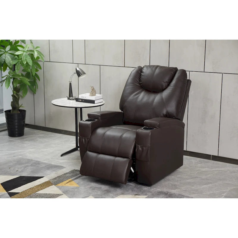 Fauteuil inclinable moderne, canapé inclinable en similicuir avec porte-gobelets et télécommande