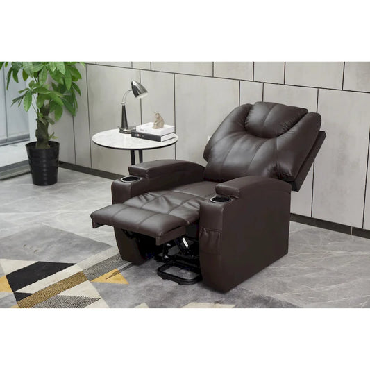 Fauteuil inclinable moderne, canapé inclinable en similicuir avec porte-gobelets et télécommande