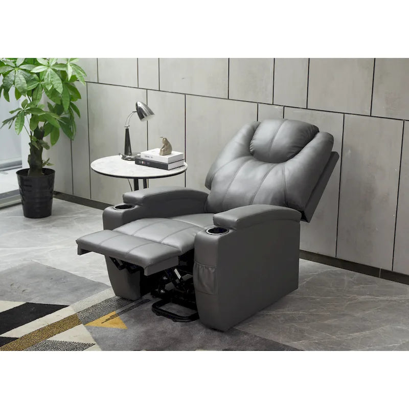 Fauteuil inclinable moderne, canapé inclinable en similicuir avec porte-gobelets et télécommande
