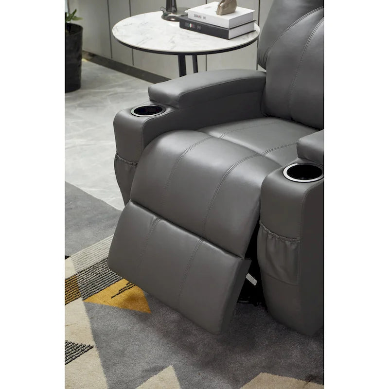 Fauteuil inclinable moderne, canapé inclinable en similicuir avec porte-gobelets et télécommande