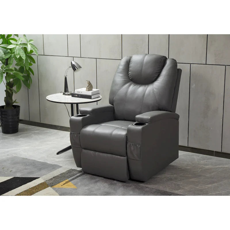 Fauteuil inclinable moderne, canapé inclinable en similicuir avec porte-gobelets et télécommande