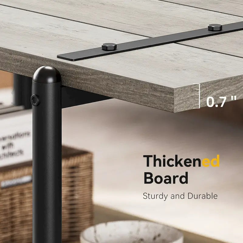 Table basse industrielle en bois à 2 niveaux, grande taille (41 pouces), avec étagère de rangement