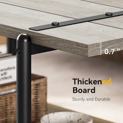 Table basse industrielle en bois à 2 niveaux, grande taille (41 pouces), avec étagère de rangement