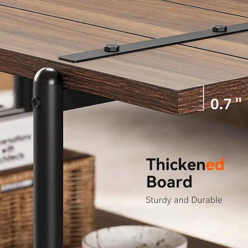 Table basse industrielle en bois à 2 niveaux, grande taille (41 pouces), avec étagère de rangement
