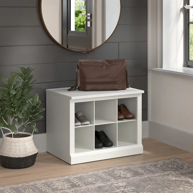 Banc à chaussures Woodland 24W avec étagères, par Bush Furniture