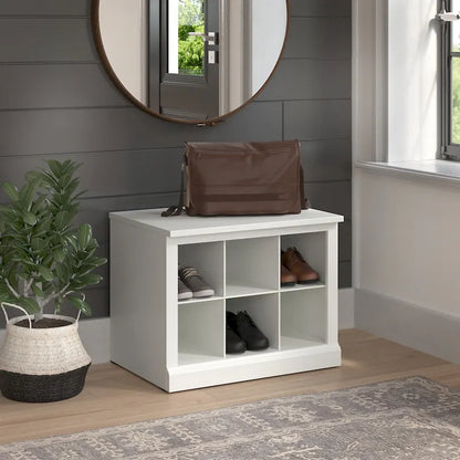 Banc à chaussures Woodland 24W avec étagères, par Bush Furniture