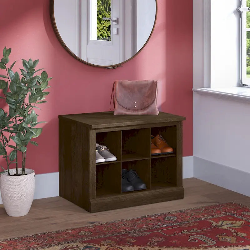 Banc à chaussures Woodland 24W avec étagères, par Bush Furniture