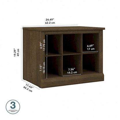 Banc à chaussures Woodland 24W avec étagères, par Bush Furniture