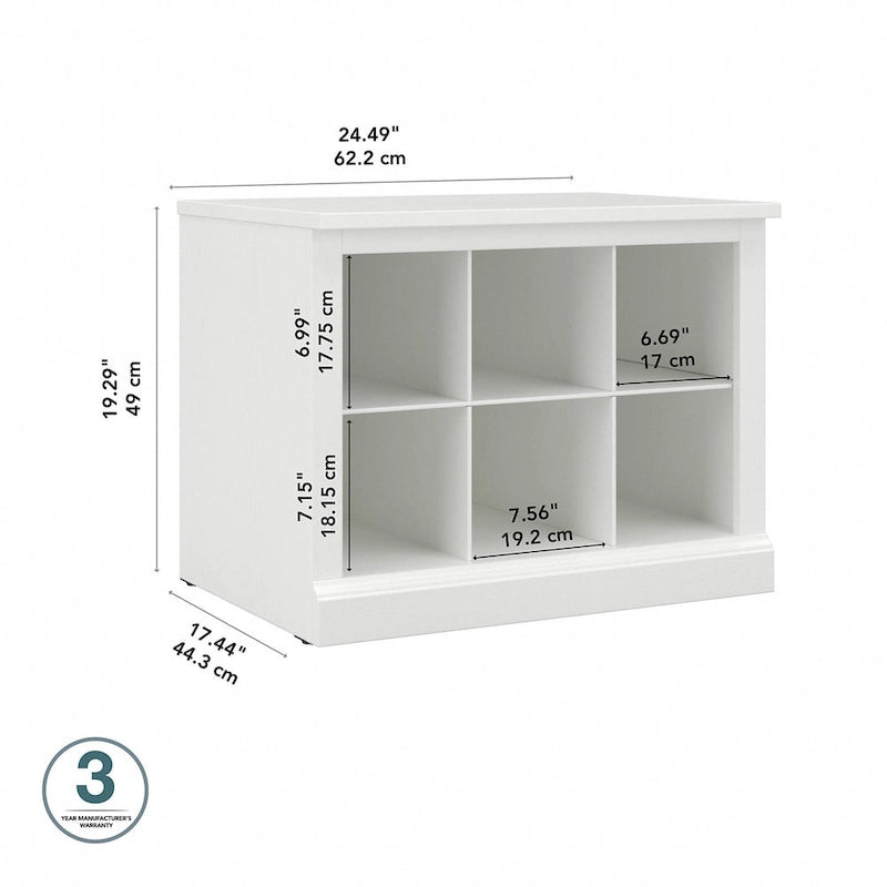 Banc à chaussures Woodland 24W avec étagères, par Bush Furniture