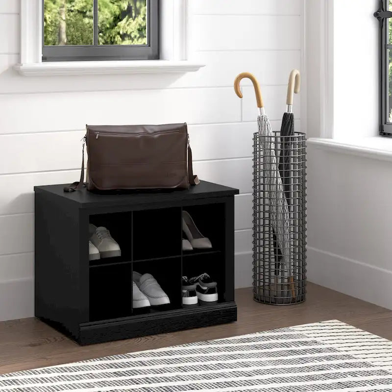 Banc à chaussures Woodland 24W avec étagères, par Bush Furniture