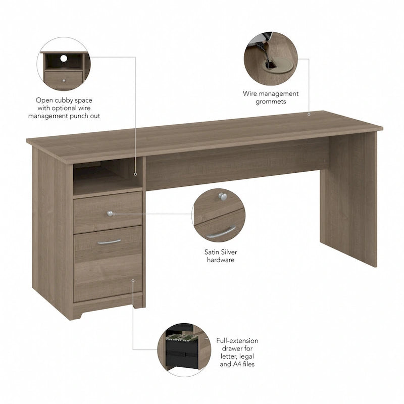 Bureau d'ordinateur Cabot 72W avec tiroirs, par Bush Furniture