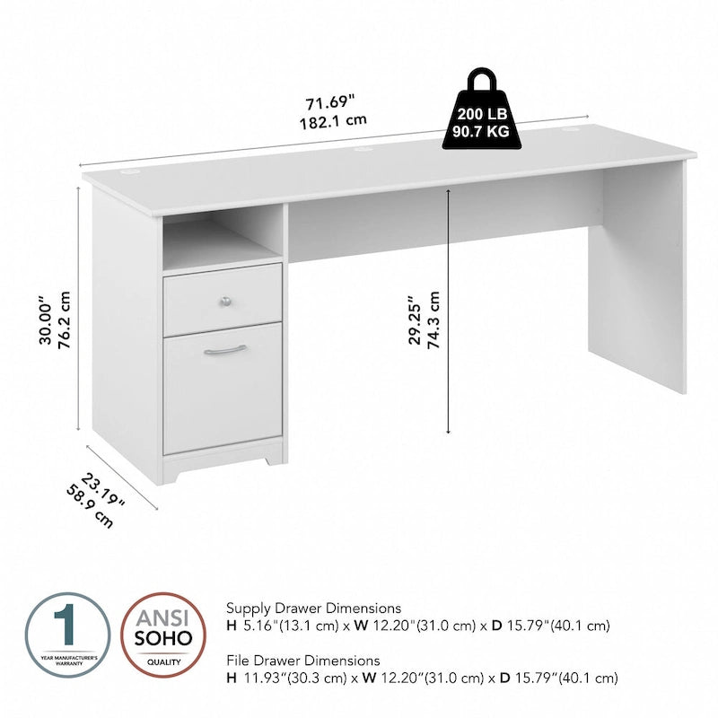 Bureau d'ordinateur Cabot 72W avec tiroirs, par Bush Furniture