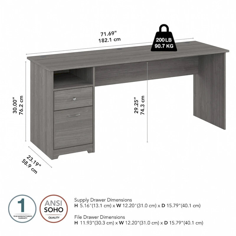 Bureau d'ordinateur Cabot 72W avec tiroirs, par Bush Furniture
