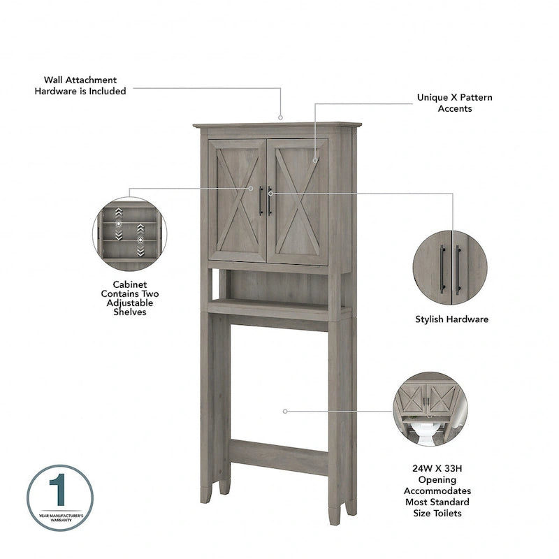 Armoire à linge haute Key West et rangement gain de place par Bush Furniture