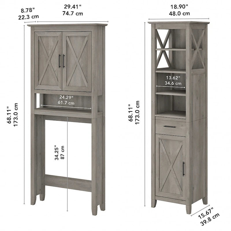 Armoire à linge haute Key West et rangement gain de place par Bush Furniture